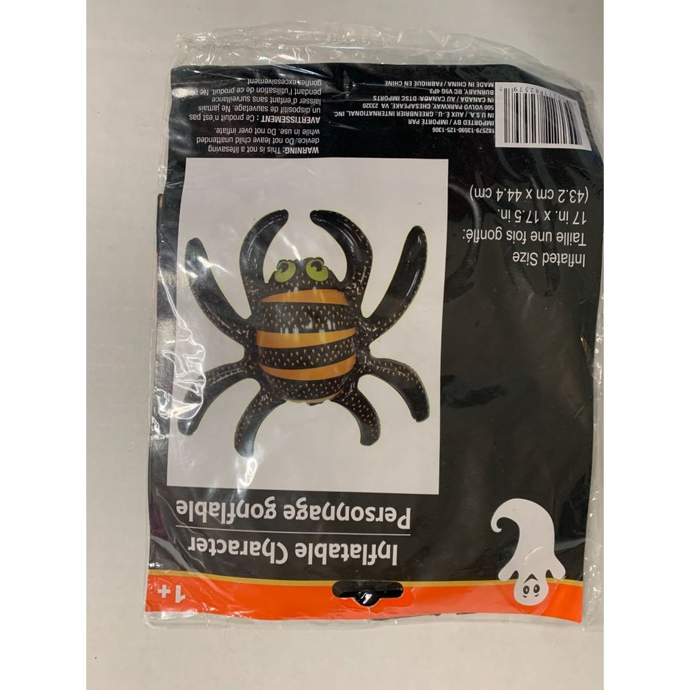 New Spider Inflatable Character Spider Black 17x17.5 in